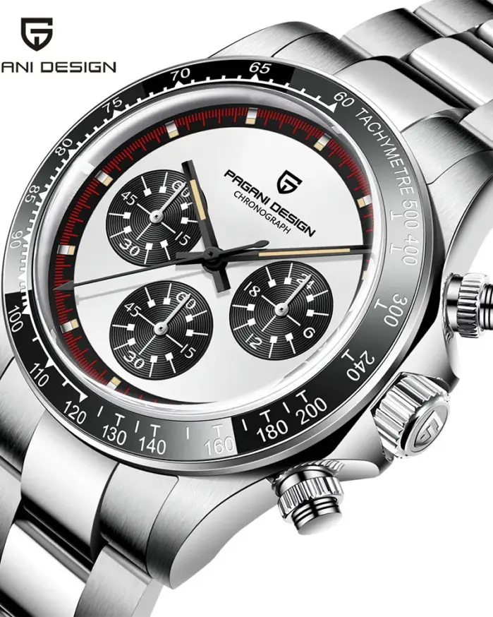 PAGANI DESIGN Reloj de pulsera de cuarzo VK63 Movt para hombre, cronógrafo con bisel de cerámica a la moda, cronómetro resistente al agua, reloj inoxidable de 100m 1