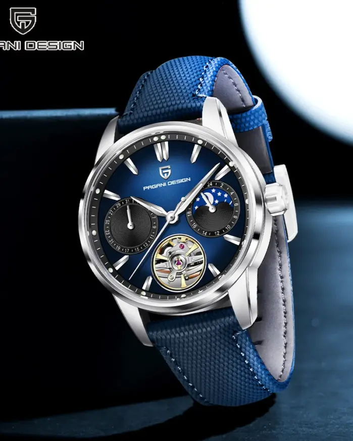 Relojes Mecánicos Pagani Design Tourbillon 2026 para Hombre, Fase Lunar, Cristal de Zafiro, Calendario, Resistentes al Agua, Automáticos 2