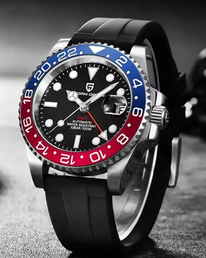 Reloj PAGANI DESIGN GMT de 40mm para hombre, relojes mecánicos clásicos de lujo, reloj deportivo de acero inoxidable resistente al agua, reloj de pulsera automático 2