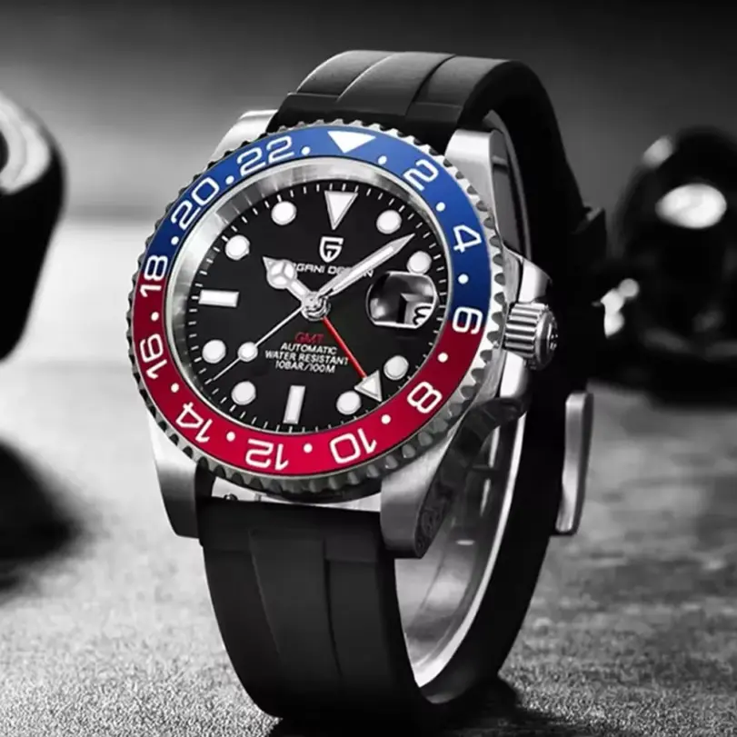 Reloj PAGANI DESIGN GMT de 40mm para hombre, relojes mecánicos clásicos de lujo, reloj deportivo de acero inoxidable resistente al agua, reloj de pulsera automático 2