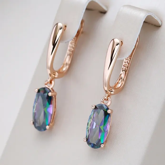 Kienl-pendientes de gota de circonita Natural para mujer, aretes largos de lujo de Color oro rosa 585, joyería diaria de alta calidad 1