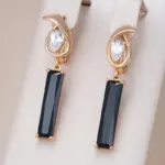Kinel-pendientes de gota de circón Natural para mujer, aretes largos y cuadrados, Color oro rosa, alta calidad, joyería fina diaria, 585 1