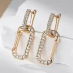 Kinel moda 585 pendientes de gota cuadrados de Color oro rosa para mujer accesorios de circón Natural blanco completo joyería fina diaria 3