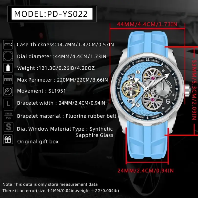 PAGANI DESIGN PD-YS022 Reloj mecánico para hombre Tourbillon Reloj de pulsera esqueleto para hombre Correa de caucho de flúor Relojes automáticos 2