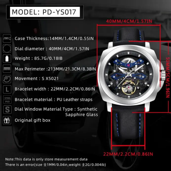 Reloj Mecánico Automático PAGANI DESIGN YS017 para Hombre, Esfera Creativa con Tourbillon, Cristal de Zafiro, Resistente al Agua 100M 2