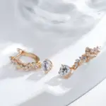 Kinel-pendientes de lujo de Color oro rosa 585, circonita Natural ostentosa, deslumbrante pendiente colgante de mariposa hueca, joyería fina para uso diario 4