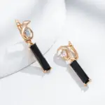 Kinel-pendientes de gota de circón Natural para mujer, aretes largos y cuadrados, Color oro rosa, alta calidad, joyería fina diaria, 585 4