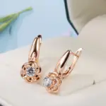 Kinel-pendientes de cristal con forma de flor para mujer, conjunto de anillos de circonita Natural de oro rosa 585, joyería creativa para boda, tendencia inusual 4 Kinel-pendientes de cristal con forma de flor para mujer, conjunto de anillos de circonita Natural de oro rosa 585, joyería creativa para boda, tendencia inusual 4