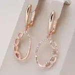 Kienl-pendientes colgantes étnicos de oro rosa para mujer, aretes de boda Vintage con circonita Natural en inglés, joyería diaria, 585 1