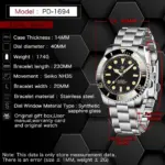 PAGANI DESIGN PD-1694 Reloj mecánico automático de 40MM para hombre Japón NH35 Movt Reloj de pulsera resistente al agua de acero inoxidable con cristal de zafiro 2 PAGANI DESIGN PD-1694 Reloj mecánico automático de 40MM para hombre Japón NH35 Movt Reloj de pulsera resistente al agua de acero inoxidable con cristal de zafiro 2