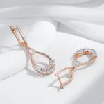 Kinel-pendientes largos de circonita Natural para mujer, aretes de lujo, Color oro rosa y plata 585, diseño único, joyería de boda para novia 5