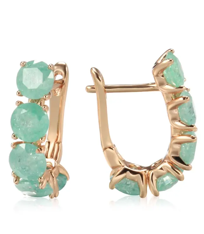 Kinel, nuevos pendientes colgantes de circonita de corte redondo Esmeralda para mujer, circonita Natural de lujo con pendientes de oro rosa 585, joyería de boda 1