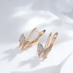 Kinel-pendientes largos de mariposa fina de lujo para mujer, aretes inusuales de Color oro rosa 585, joyería diaria de moda creativa hueca 4