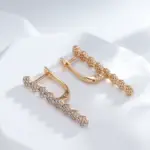 Pendientes largos Kinel geométricos repleto de circonita Natural para mujer, moda 585, pendiente de gota de Color oro rosa, joyería diaria de alta calidad 4
