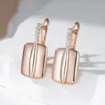 Kinel-pendientes de gota cuadrados de circón Natural brillante para mujer, Color oro rosa y plata 585, diseño mixto, joyería fina diaria para novia 3