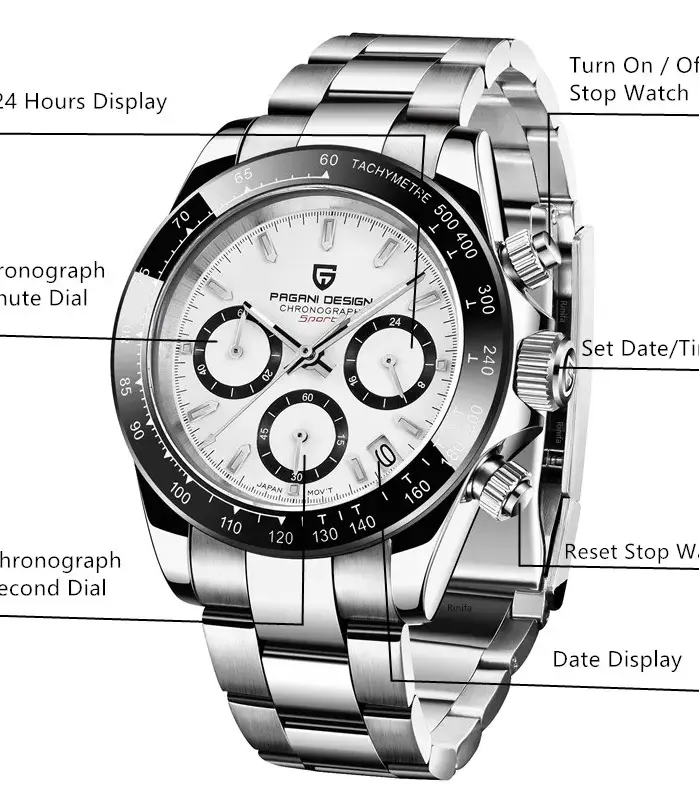 Reloj Cronógrafo de Lujo PAGANI DESIGN con Bisel de Cerámica VK63 para Hombre, Reloj de Pulsera de Cuarzo con Cristal de Zafiro, Reloj de Piloto, Reloj Hombre, 시계, orologio 2