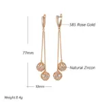 Kinel-pendientes largos con borlas para mujer, aretes colgantes a la moda, Color oro rosa 585, circonita Natural, joyería fina para uso diario, regalo de cristal 2