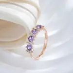 Anillo de circón Natural púrpura brillante para mujer, Color oro rosa 585, banda de boda redonda a juego, joyería fina diaria 5 Anillo de circón Natural púrpura brillante para mujer, Color oro rosa 585, banda de boda redonda a juego, joyería fina diaria 5