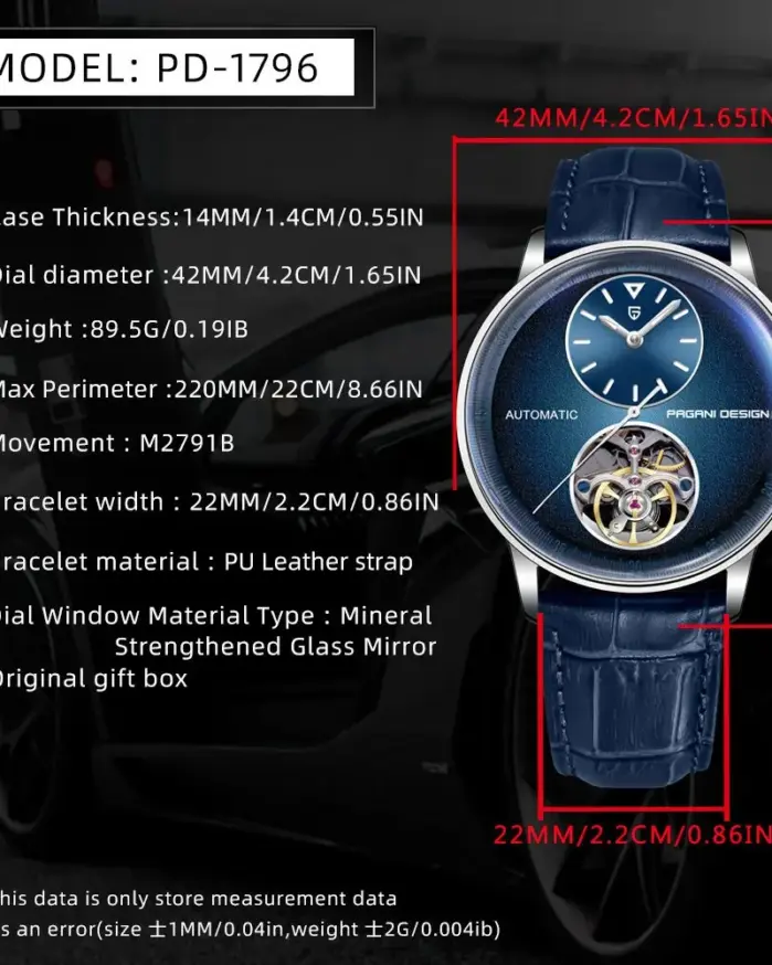 PAGANI DESIGN, nuevos relojes mecánicos Tourbillon para hombre, reloj luminoso automático de acero inoxidable resistente al agua de 100M para negocios para hombre 2