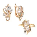 Kinel-Conjunto de anillos y pendientes de flores de cristal de oro rosa 585 de lujo para mujer, conjuntos de joyería Vintage de boda nupcial de circón Natural 1 Kinel-Conjunto de anillos y pendientes de flores de cristal de oro rosa 585 de lujo para mujer, conjuntos de joyería Vintage de boda nupcial de circón Natural 1