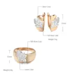 Kinel nueva tendencia brillante Rosa flor pendientes conjuntos de anillos para mujer 585 oro con Color plata étnico Vintage conjuntos de joyería de boda 2