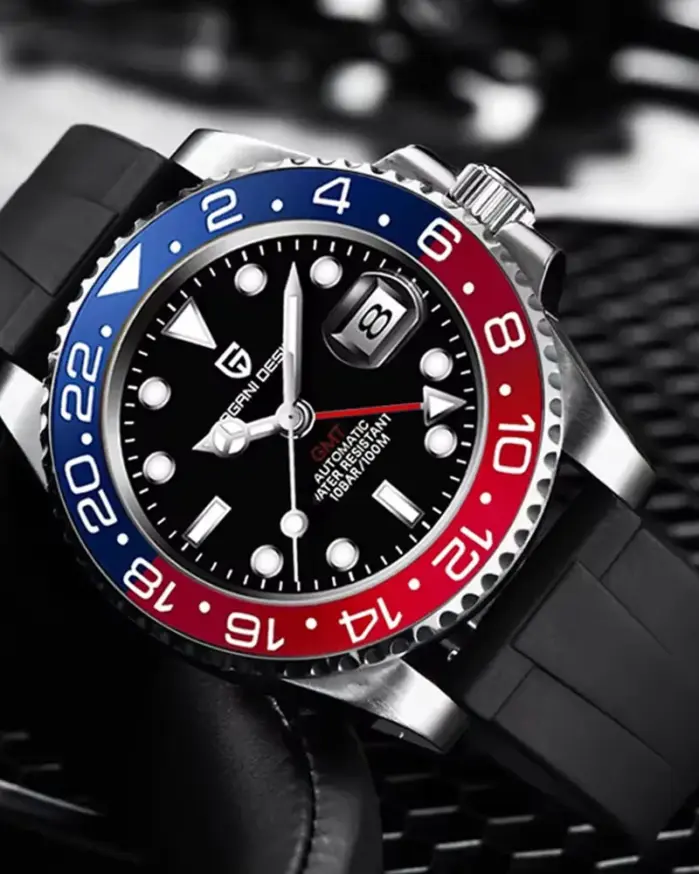 Reloj PAGANI DESIGN GMT de 40mm para hombre, relojes mecánicos clásicos de lujo, reloj deportivo de acero inoxidable resistente al agua, reloj de pulsera automático 1