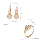 Kinel-pendientes de cristal con forma de flor para mujer, conjunto de anillos de circonita Natural de oro rosa 585, joyería creativa para boda, tendencia inusual 2 Kinel-pendientes de cristal con forma de flor para mujer, conjunto de anillos de circonita Natural de oro rosa 585, joyería creativa para boda, tendencia inusual 2