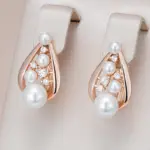Pendientes Kinel únicos de perlas inglesas para mujer, moda 585, Color oro rosa, accesorios de boda para novia, joyería fina diaria, novedad de 2024 1