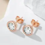 Pendientes Kinel de circonita Natural a la moda para mujer, pendientes redondos simples de Color oro rosa 585, joyería fina diaria de alta calidad 3