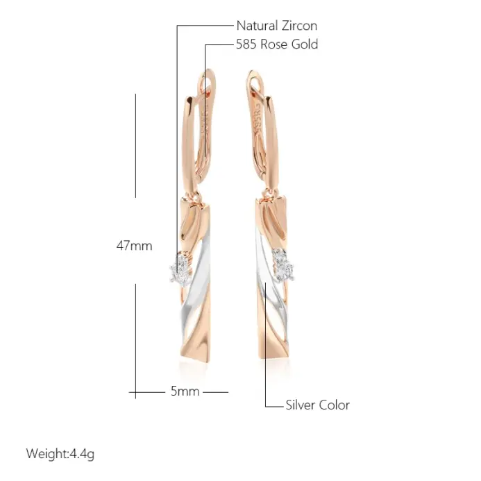 Kinel-pendientes colgantes huecos geométricos, chapado en oro rosa y plata 585, joyería fina diaria para boda, regalo 2