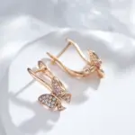 Kinel-pendientes largos de mariposa fina de lujo para mujer, aretes inusuales de Color oro rosa 585, joyería diaria de moda creativa hueca 3