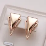 Kinel-pendientes colgantes brillantes para mujer, aretes triangulares simples de oro rosa 585, joyería fina diaria de alta calidad 5