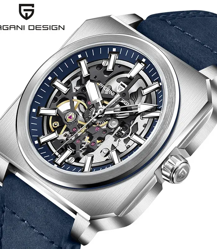 Reloj PAGANI DESIGN para hombre, relojes mecánicos automáticos huecos cuadrados de acero inoxidable para hombre, relojes de pulsera con espejo de zafiro para hombre 1