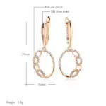 Kienl-pendientes colgantes étnicos de oro rosa para mujer, aretes de boda Vintage con circonita Natural en inglés, joyería diaria, 585 2