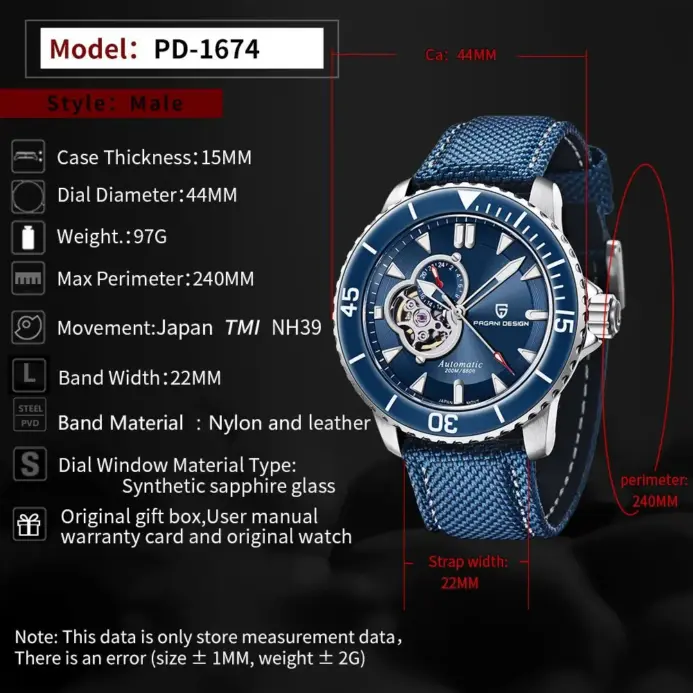 PAGANI DESIGN-Reloj de pulsera para hombre, con bisel de cerámica y zafiro, TMI-NH39 hueco, automático, resistente al agua hasta 200M 2