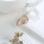 Kinel-Conjunto de pendientes y anillos de oro rosa 585, flor de circón Natural a la moda, pendiente Vintage, anillo, regalo, conjunto de joyería fina diaria 6 Kinel-Conjunto de pendientes y anillos de oro rosa 585, flor de circón Natural a la moda, pendiente Vintage, anillo, regalo, conjunto de joyería fina diaria 6