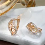 Kinel-anillo de boda étnico para novia, conjuntos de joyería y pendientes, anillos de circón Natural con flor hueca de oro rosa 585, joyería fina para mujer 6 Kinel-anillo de boda étnico para novia, conjuntos de joyería y pendientes, anillos de circón Natural con flor hueca de oro rosa 585, joyería fina para mujer 6