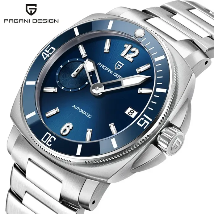 PAGANI DESIGN PD-1820 relojes mecánicos con fecha para hombre, reloj automático resistente al agua con cristal de zafiro de acero inoxidable luminoso de 10bar 1