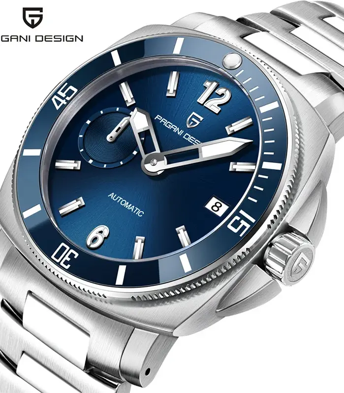 PAGANI DESIGN PD-1820 relojes mecánicos con fecha para hombre, reloj automático resistente al agua con cristal de zafiro de acero inoxidable luminoso de 10bar 1