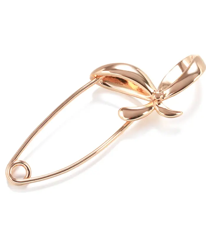 Kinel-broche de oro rosa para mujer, joyería de boda creativa única con lazo de Metal hueco, broche fino caliente, 585 1