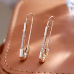 Kienl-pendientes largos colgantes de oro rosa 585, aretes ingleses de circonita Natural para boda, joyería fina para uso diario 3
