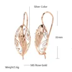 Kinel-pendientes étnicos de oro rosa 585 para mujer, aretes con flor hueca Simple, joyería Vintage para boda 2