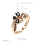 Anillo de circón Natural negro para mujer, moda 585, Color oro rosa, flor de cristal, anillo de novia, joyería Vintage fina diaria 2 Anillo de circón Natural negro para mujer, moda 585, Color oro rosa, flor de cristal, anillo de novia, joyería Vintage fina diaria 2