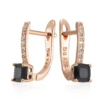 Kinel inusual cuadrado negro pendiente de gota de circón Natural para mujer moda 585 Color oro rosa compromiso boda joyería nupcial 6