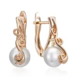 Kinel-pendientes colgantes de perlas de lujo para mujer, Color oro rosa, joyería de boda étnica fina, accesorios fáciles de combinar, 585 6