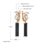 Kinel-pendientes de gota de circón Natural para mujer, aretes largos y cuadrados, Color oro rosa, alta calidad, joyería fina diaria, 585 2