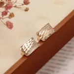 Kinel-pendientes cuadrados con patrón para mujer, aretes de circonita Natural de oro rosa 585, joyería de boda étnica para novia 3