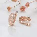 Kinel nuevos pendientes de novia de oro rosa 585, joyería étnica de moda diaria para boda, pendientes colgantes de flores huecas inusuales para mujer 4