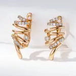 Kinel Hot 585 pendientes de gota cruzados geométricos de Color oro rosa para mujer accesorios de circón Natural brillante joyería fina diaria nupcial 3