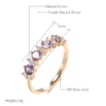 Anillo de circón Natural púrpura brillante para mujer, Color oro rosa 585, banda de boda redonda a juego, joyería fina diaria 2 Anillo de circón Natural púrpura brillante para mujer, Color oro rosa 585, banda de boda redonda a juego, joyería fina diaria 2